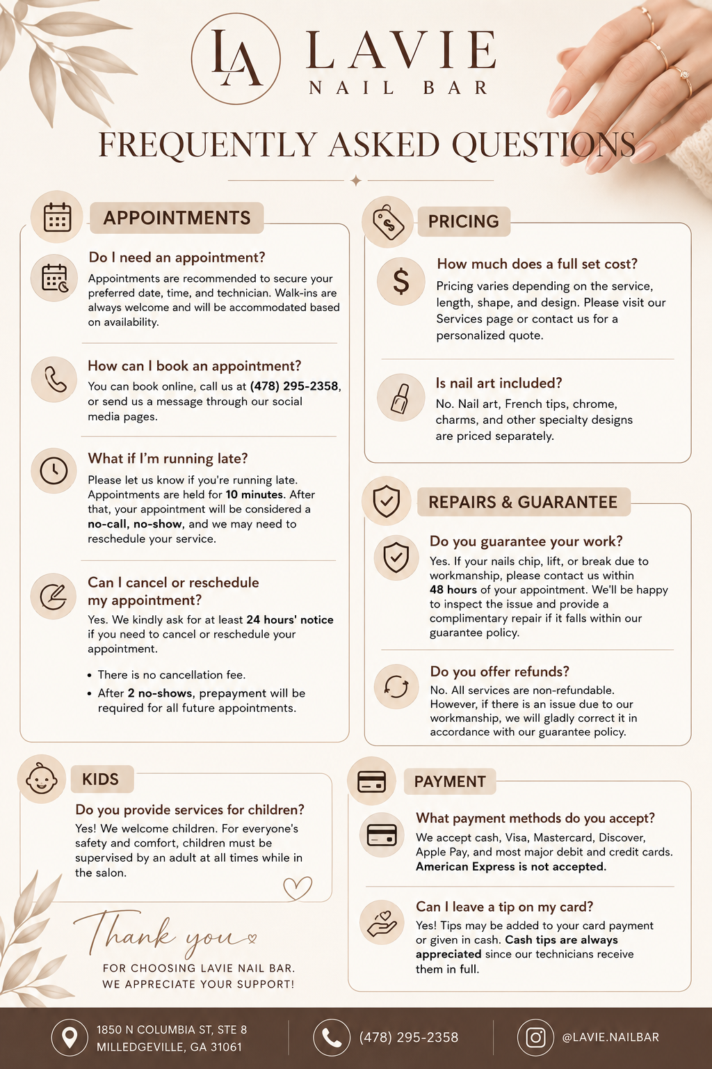 Lavie Nail Bar frequently asked questions