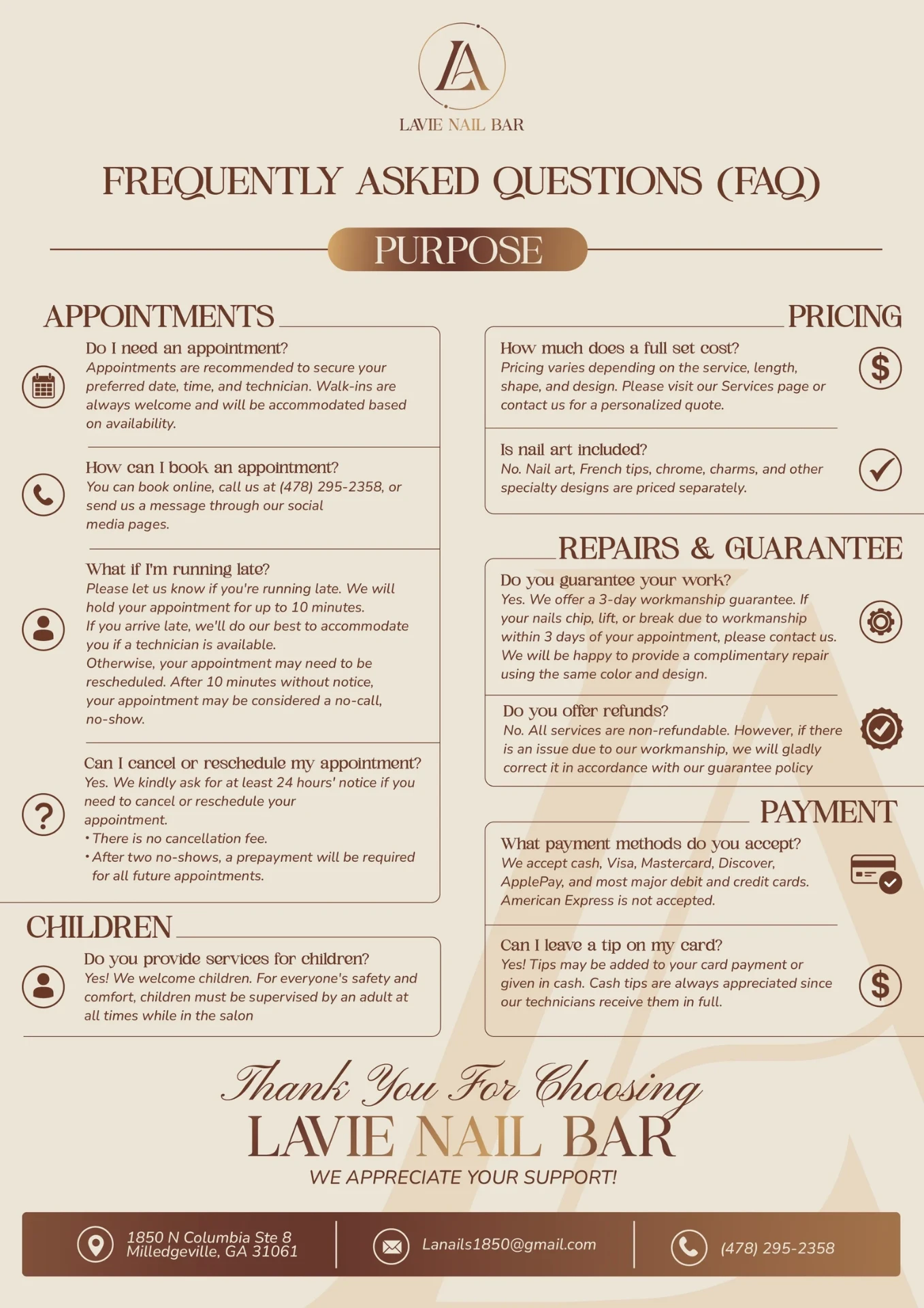 Lavie Nail Bar frequently asked questions